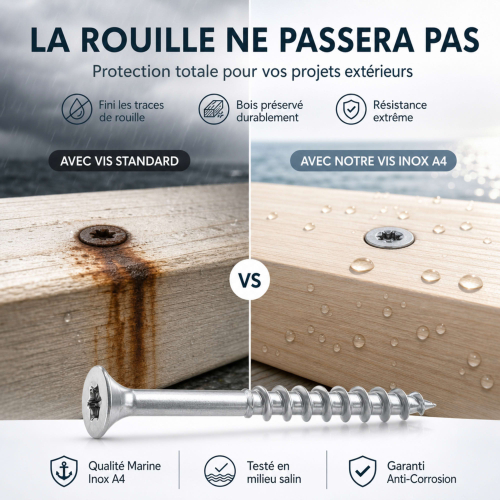 50 vis agglo tête fraisée Torx Inox A4 - Diamètre 6 mm