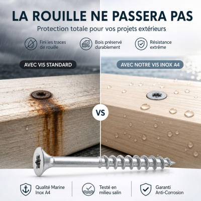 50 vis agglo tête fraisée Torx Inox A4 - Diamètre 6 mm