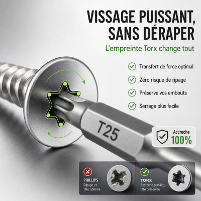 50 vis agglo tête fraisée Torx Inox A4 - Diamètre 6 mm