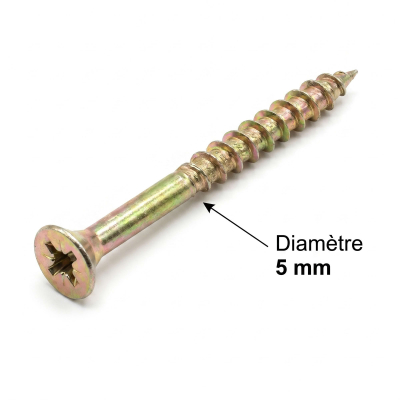 250 vis agglo tête fraisée pozidriv Ailette Cutting filetage partiel - Diamètre 5 mm