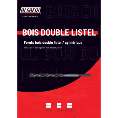 Mèche bois double listel D. 10 x LT. 133 x Lu. 87 mm - Q. cylindrique - DL101331 - Alsafix