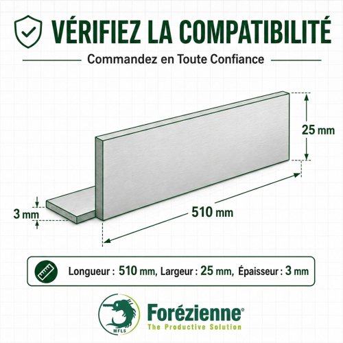 Fer de dégauchisseuse / raboteuse en acier HSS 18% - 510 x 25 x 3 mm - La Forézienne
