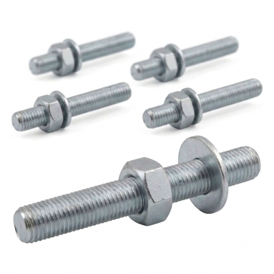 Blister de 5 tiges filetées avec écrou et rondelle STD M12 x Lt. 165 mm - Zingué - PO32130BL - Alsafix