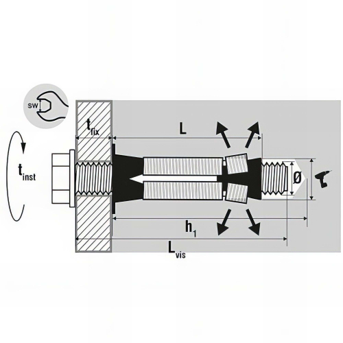 25 chevilles universelle multi-matériaux charges lourdes, acier zingué - M8 - sans vis