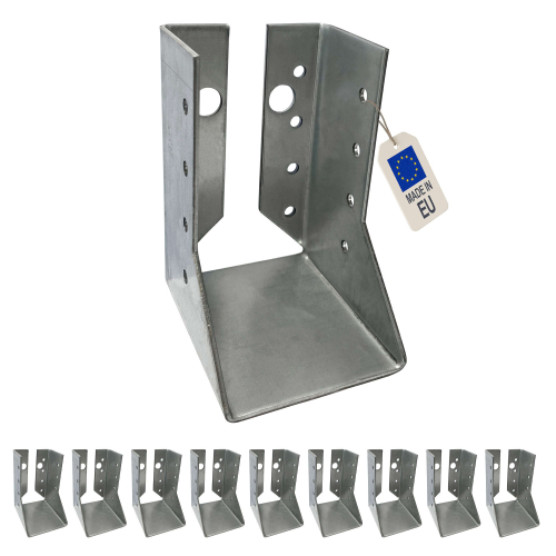 10 sabots de charpente à ailes intérieures - Larg 60 x Ht 100 mm - Connecteurs de poutres - Acier galvanisé - Fabriqué en Europe