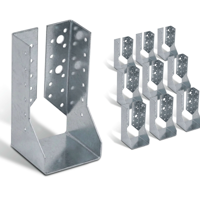 10 sabots de charpente à ailes intérieures - Larg. 76 x Ht. 154 mm - Connecteurs de poutres - Acier galva - Fabriqué en Europe