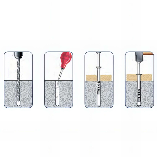 Blister de 50 Chevilles Nylon à Frapper Tête Fraisée NHS D. 6 mm + Clou Tête Fraisée - Alsafix