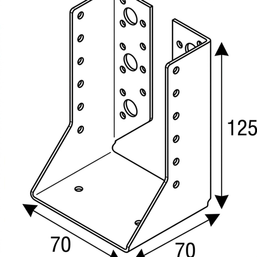 Sabot de charpente à ailes intérieures (P x l x H x ép) 70 x 70 x 125 x 2,0 mm - AL-SI070125 - Alsafix
