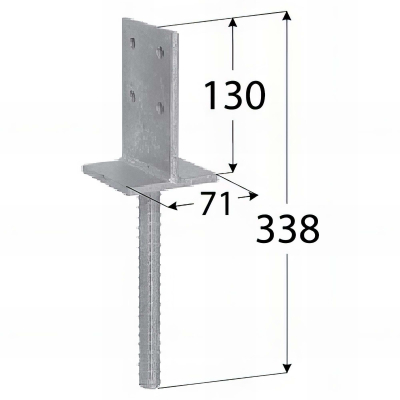 Pied de poteau en âme zingué à ancrer - 70 x 130 x 8 mm