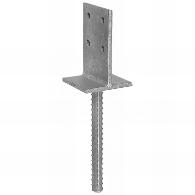 Pied de poteau en âme zingué à ancrer - 90 x 130 x 8 mm