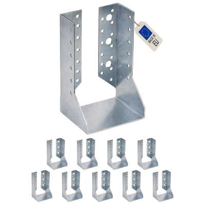 10 sabots de charpente à ailes intérieures - Larg. 100 x Ht. 172 mm - Connecteurs de poutres - Acier galva - Fabriqué en Europe
