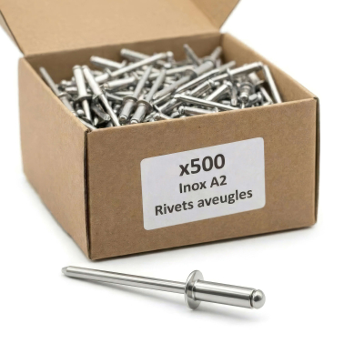 500 Rivets aveugles - Acier inoxydable A2 - DIN 7337 - Tête fraisée - Diamètre 3,0 mm - Anti-rouille - Bricolage et Automobile