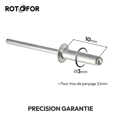 500 Rivets aveugles - Acier inoxydable A2 - DIN 7337 - Tête fraisée - Diamètre 3,0 mm - Anti-rouille - Bricolage et Automobile 2