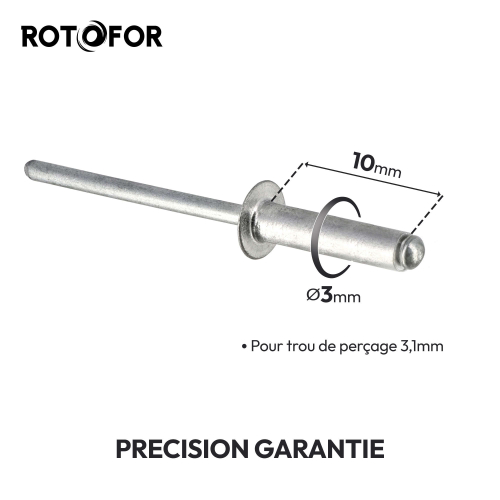 500 Rivets aveugles - Acier inoxydable A2 - DIN 7337 - Tête fraisée - Diamètre 3,0 mm - Anti-rouille - Bricolage et Automobile