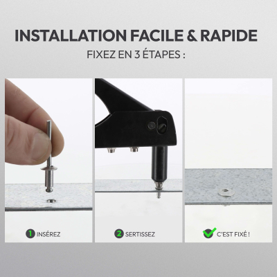 500 Rivets aveugles - Acier inoxydable A2 - DIN 7337 - Tête fraisée - Diamètre 3,0 mm - Anti-rouille - Bricolage et Automobile
