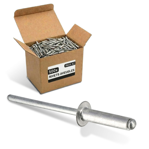 500 Rivets aveugles - Acier inoxydable A2 - DIN 7337 - Tête fraisée - Diamètre 3,0 mm - Anti-rouille - Bricolage et Automobile