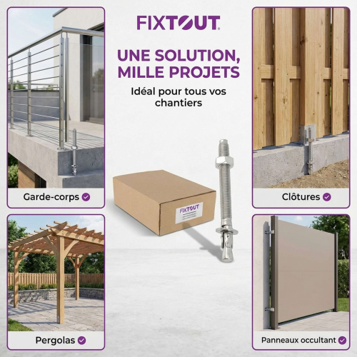 Lot de 25 goujons d'ancrage en acier inoxydable A2 M10 - Diamètre 10 mm