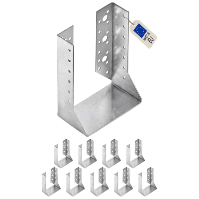 10 sabots de charpente à ailes intérieures - Larg. 120 x Ht. 162 mm - Connecteurs de poutres - Acier galva - Fabriqué en Europe