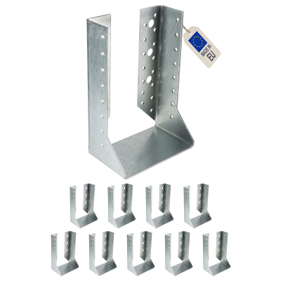 10 sabots de charpente à ailes intérieures - Larg. 120 x Ht. 192 mm - Connecteurs de poutres - Acier galva - Fabriqué en Europe