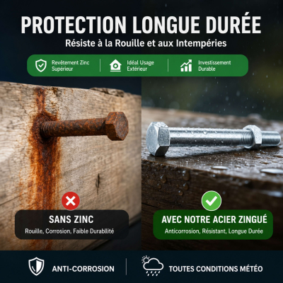 25 Boulons de Charpente tête hexagonale zingués - diamètre 16 mm