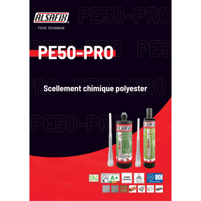 Cartouche de scellement chimique Polyester beige/pierre PE50-PRO 300 ml - PE50300 - Alsafix