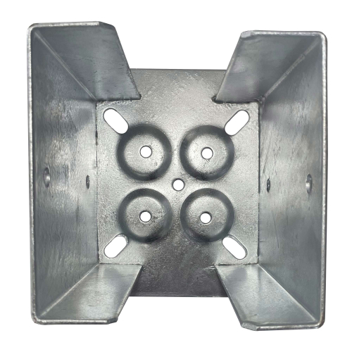 Embase pied de poteau fendu à visser - Acier galvanisé - Platine 260x260 mm - Ht 200 mm - Fabrication Europe