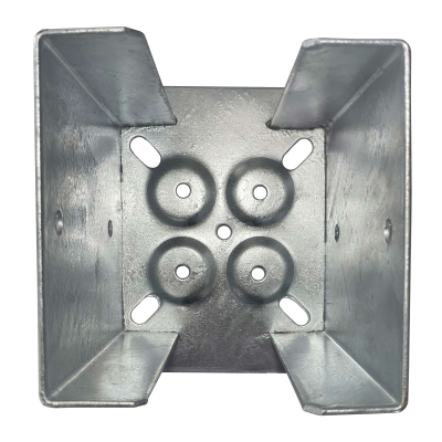 Embase pied de poteau fendu à visser - Acier galvanisé - Platine 260x260 mm - Ht 200 mm - Fabrication Europe