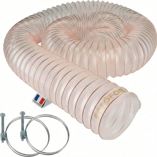 Tuyau flexible d'aspiration en polyuréthane - Diamètre de 100 mm + 2 colliers de serrage