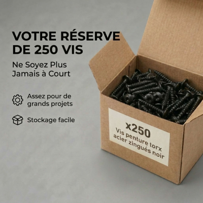 250 Vis Penture Torx acier zingués Noir - diamètre 5 mm