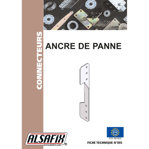 Ancre de panne universelle Gauche égale Droite (LxlxHxép) 35x35x260x2,0 mm - AL-AP03032620 - Alsafix