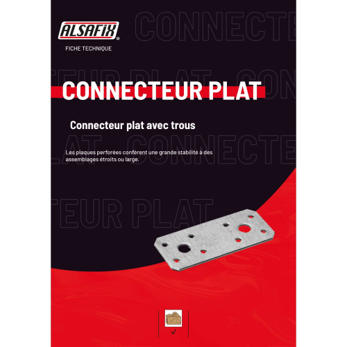Connecteur plats avec trous (L x l x ép) 95 x 35 x 2,5 mm - AL-CP095035 - Alsafix
