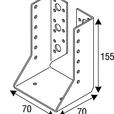 Sabot de charpente à ailes intérieures (P x l x H x ép) 70 x 70 x 155 x 2,0 mm - AL-SI070155 - Alsafix