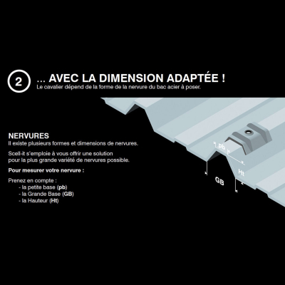100 Cavaliers étanches pour vis bacs acier Type E1 TRAPEZO TYPE E - RAL 7035