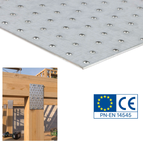 10 plaques d'assemblage perforées - Connecteurs bois - Acier galvanisé - 200x400 mm - Epaisseur 2 mm - Fabrication européenne