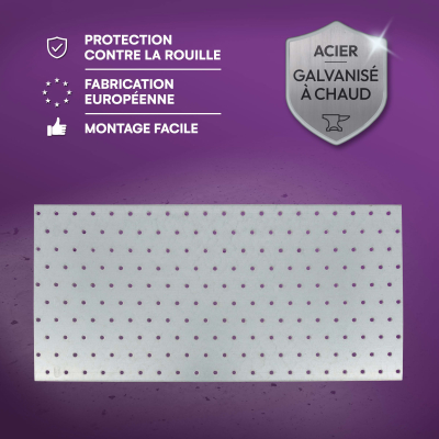 10 plaques d'assemblage perforées - Connecteurs bois - Acier galvanisé - 200x400 mm - Epaisseur 2 mm - Fabrication européenne