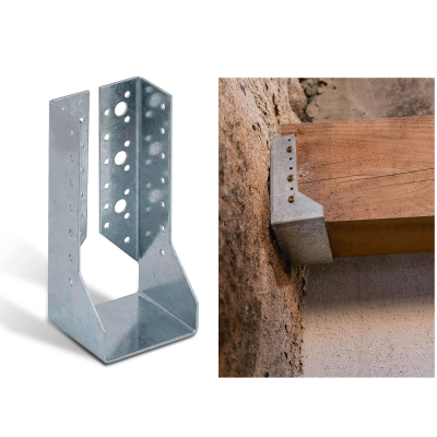 10 sabots de charpente à ailes intérieures - Larg. 80 x Ht. 182 mm - Connecteurs de poutres - Acier galva - Fabriqué en Europe