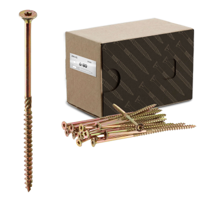 200 Vis bois Torx à tête fraisée plate expert - Acier galvanisé - anti-fendage - moletage de serrage