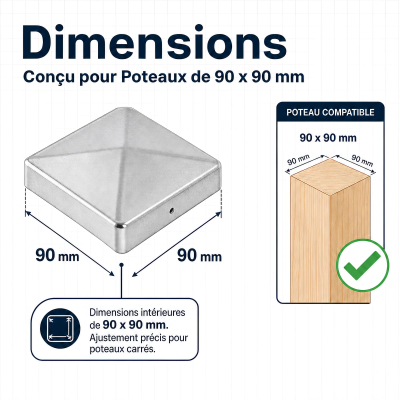 Chapeau de poteau pyramidal zingué à visser - 90 x 90 mm 2