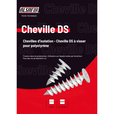 100 chevilles à visser pour polystyrène DS 050 - Longueur 50 mm - DS050 - Alsafix