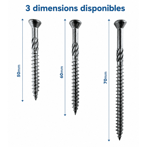 Lot de 1600 Vis terrasse en Inox A2 à tête fraisée réduite - Empreinte TX25 - Diamètre 5 mm - 8 embouts offerts