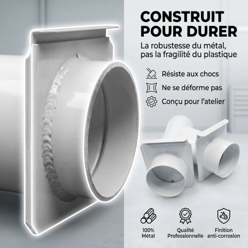 Tuyau de bifurcation avec obturation entrée 100 sortie 100/100 mm - AB-AM100 100/100 - Holzprofi