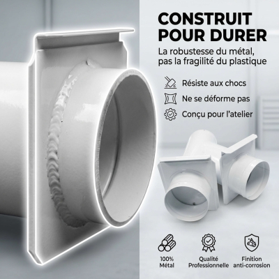 Tuyau de bifurcation avec obturation entrée 100 sortie 100/100 mm - AB-AM100 100/100 - Holzprofi
