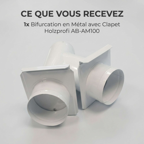 Tuyau de bifurcation avec obturation entrée 100 sortie 100/100 mm - AB-AM100 100/100 - Holzprofi