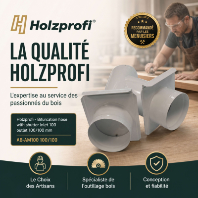 Tuyau de bifurcation avec obturation entrée 100 sortie 100/100 mm - AB-AM100 100/100 - Holzprofi