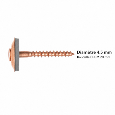 50 Vis de Faitage Inox A2 Cuivree + rondelle EPDM 20mm - 4.5 X 55 mm 2