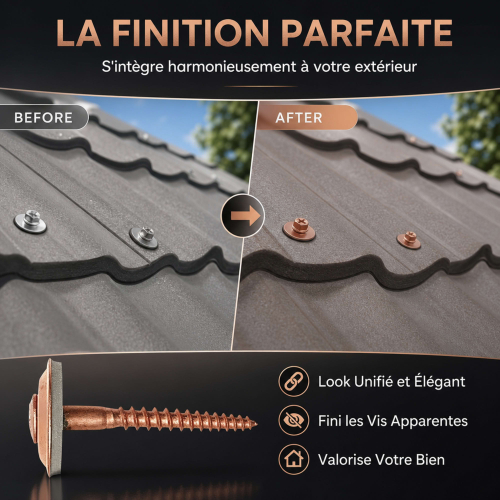 50 Vis de Faitage Inox A2 Cuivree + rondelle EPDM 20mm - 4.5 X 55 mm