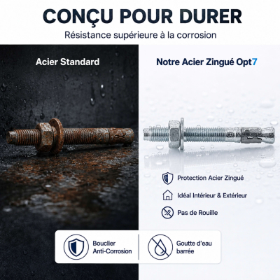 50 Goujons DAncrage - Opt7 - Acier zingués - diamètre 12 mm