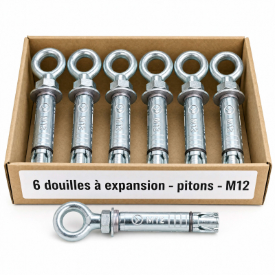 6 douilles à expansion - pitons - M12