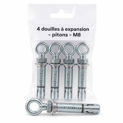 4 douilles à expansion - pitons - m8