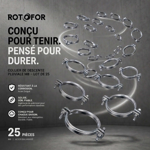25 Colliers de Descente de Pluie - M8